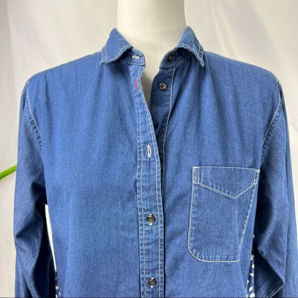 INES DE LA FRESSANGE Large Cotton Denim Long Sleeve Floral Back - Picture 5 of 14